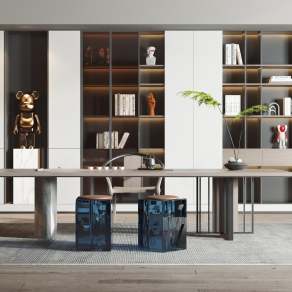 新中式茶桌椅组合3D模型下载